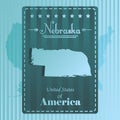 Nebraska state map label. Vector illustration decorative design