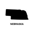 Nebraska state map silhouette icon.