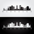 Nebraska state skyline and landmarks silhouette