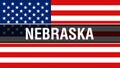 Nebraska state on a USA flag background, 3D rendering. United States of America flag waving in the wind. Proud American Flag Royalty Free Stock Photo