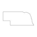 Nebraska, state of USA - solid black outline map of country area. Simple flat vector illustration