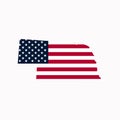 Nebraska US Blank Map Vector Template with American Flag Royalty Free Stock Photo