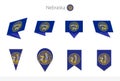 Nebraska US State flag collection, eight versions of Nebraska vector flags