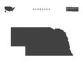 Nebraska US State Vector Map Isolated on White Background. High-Detailed Black Silhouette Map of Nebraska Royalty Free Stock Photo