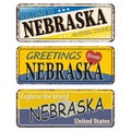 Nebraska vintage rusty metal sign on a white background, vector illustration