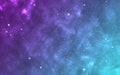 Nebula background. Realistic outer space. Blue universe with constellations. Stardust poster template. Bright cosmos