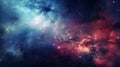 Dreamy Atmosphere: Blue And Red Nebula With Glowing Stars