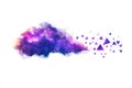 nebula cloud with vibrant glowing purple triangles scattered inside, low poly on a white background Royalty Free Stock Photo