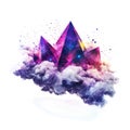 nebula cloud with vibrant glowing purple triangles scattered inside, low poly on a white background Royalty Free Stock Photo
