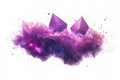 nebula cloud with vibrant glowing purple triangles scattered inside, low poly on a white background Royalty Free Stock Photo