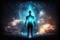 ÃÂ¡yber space concept of glowing astral body silhouette neural network AI generated art