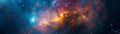 Nebula formation in deep space panoramic view. Generative AI Illustration. Royalty Free Stock Photo