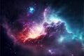 Nebula and galaxies in outer space, endless universe background, generative AI