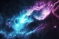 Nebula and galaxies in outer space, endless universe background, generative AI Royalty Free Stock Photo