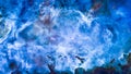 Nebula and galaxies in the universe. Abstract space background. Panoramic photo of deep cosmos. Magic blue nebula in outer space