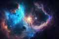 nebula gas cloud in deep outer space background. Generative AI