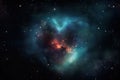 nebula heart, with starry night sky and shining stars in the background