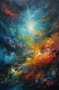 Nebula and Pleiades stars in space, abstract picture. Beautiful illustration picture. Generative AI