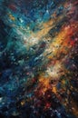 Nebula and Pleiades stars in space, abstract picture. Beautiful illustration picture. Generative AI