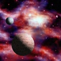 Outer space nebula with stars and planets Royalty Free Stock Photo