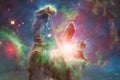 Nebulae and stars in deep space. Cosmic art, science fiction wallpaper