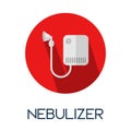 Nebulizer machine as treatment, or breathing therapy long shadow flat style medic icon illustration