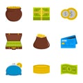 Necessary financing icons set, flat style Royalty Free Stock Photo