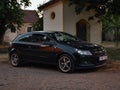 Nechranice, Czech republic - June 30, 2019: black car named Astricka stand in centre of village after sunset