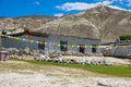 Nechung Village with Deser Landscape, Monastery in the Tibetan Influenced Mustang of Nepal Royalty Free Stock Photo