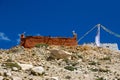 Nechung Village with Deser Landscape, Monastery in the Tibetan Influenced Mustang of Nepal Royalty Free Stock Photo