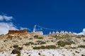 Nechung Village with Deser Landscape, Monastery in the Tibetan Influenced Mustang of Nepal Royalty Free Stock Photo