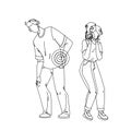 Neck And Back Pain Have Boy And Girl Couple Vector