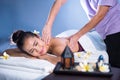 Neck and back Thai oil massage in spa salan Royalty Free Stock Photo