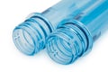 Neck of blue plastic bottle pet preforms Royalty Free Stock Photo