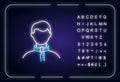 Neck circumference neon light icon