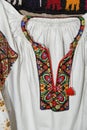 The neck embroidery of the woman Ukrainian shirt