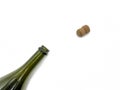 neck of an empty bottle of champagne with a cork on a white background Royalty Free Stock Photo