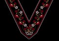 Neck floral embroidery for apparel