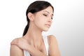 Neck Pain. Beautiful Woman Having Pain In Neck, Painful Feeling Royalty Free Stock Photo