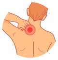 Neck pain icon. Cartoon muscle injury symbol