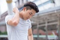 Neck Pain From Muscle Strains Or Ligament Sprains In Sport Athlete Male People