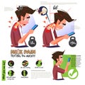 Neck pain from using smartphone or texting too much. infographic. right and wrong position for good health - vector