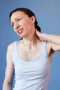 Neck pain woman work correct posture illness