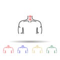Neck problems, pain multi color icon. Simple thin line, outline vector of plastic, surgery, epilation icons for ui and ux, website