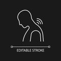 Neck rheumatism white linear icon for dark theme