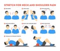 Neck and shoulder exercise. Stretch to relieve neck pain