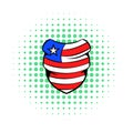 Neckerchief in USA flag colors icon, comics style