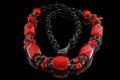 Necklace of agate, red coral and garnet Royalty Free Stock Photo