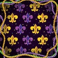 Necklace balls and mardi gras emblem to event