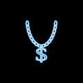 Necklace with big dollar sign icon in neon style. One of Life style collection icon can be used for UI, UX Royalty Free Stock Photo